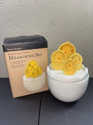 Bunch Of Chicks 6pc Measuring Set  World Market  w/ Box Spoon & Cup - Image 1 of 4