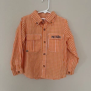 Prodoh Orange Gingham Fishing Shirt Long Sleeve Boys 5T - Picture 1 of 4