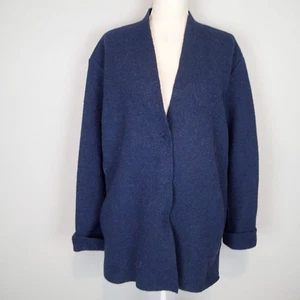 Eileen Fisher snap Cardigan Sweater Jacket Blue Boiled Wool sz 2x ? - Picture 1 of 19