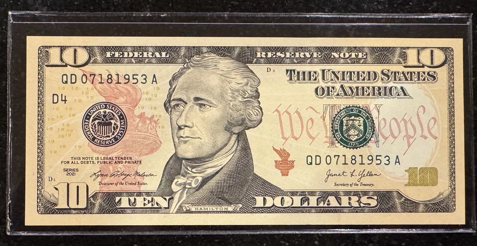 Fancy Serial Number!  $10 Bill!  07181953!  True Birthday Note!!! July 18, 1953! - Image 1 of 2