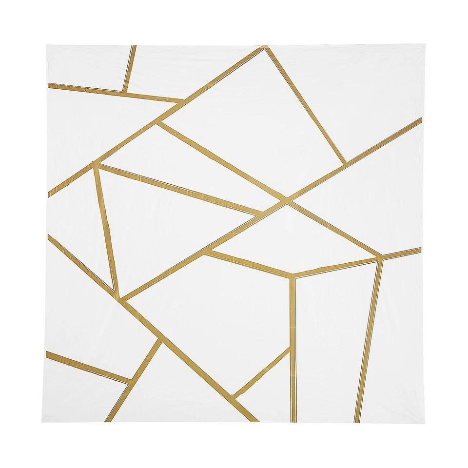 Pequeño Banner Geométrico Telón de Fondo Blanco y Dorado, Cumpleaños, Decoración de Fiesta, 1 Pieza Foto 1 de 1