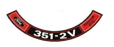 Calcomanía de filtro de aire de combustible regular 351-2V para Ford Mustang y Torino 1970-1974 Foto 1 de 2