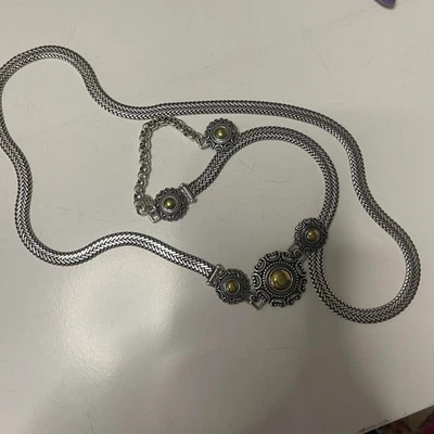 Смешанные металлы цепочка ремень в основном серебристого тона средний большой ожерелье ювелирные изделия - Изображение 1 из 4