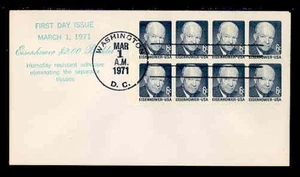 1393ae 6c EISENHOWER DULL GUM BOOKLET PANE of 8 FDC - RUBBER STAMP - Picture 1 of 2