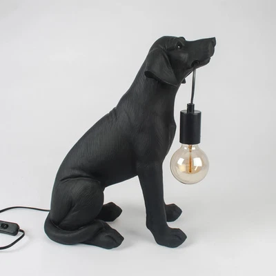 44cm Large Black Labrador Table Lamp Animal Figure Dog Lover Statue Ornament - Image 1 of 4