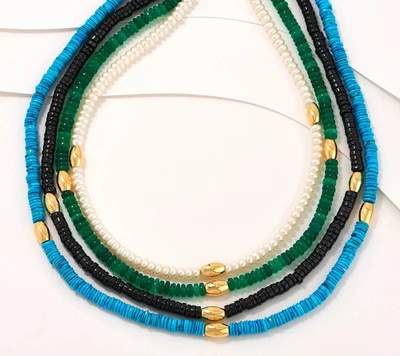 Collar con cuentas de piedras preciosas multicapa Affinity, plata de ley Foto 1 de 3