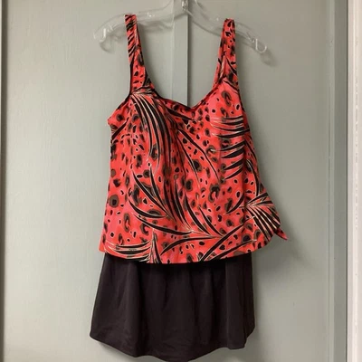 De Colección Maxine of Hollywood Talla 18 Tankini Traje de Baño de Una Pieza Naranja Marrón Skort Foto 1 de 4