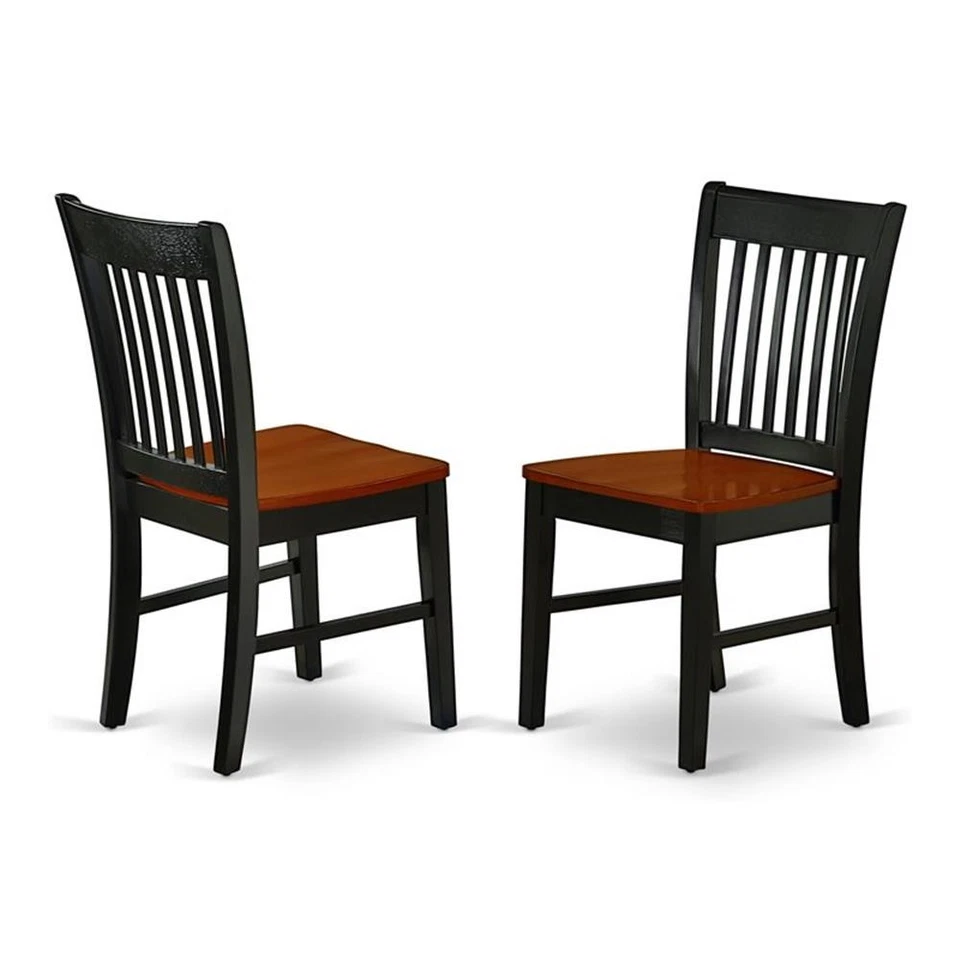 East West Furniture Norfolk Wood Set of 2 Dining Chair With Black Nfc-bch-w