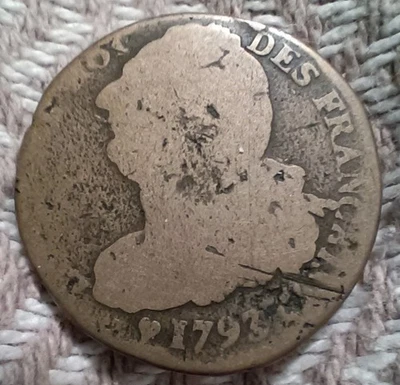  Francia Luis XVI 1793 2 soles Foto 1 de 2
