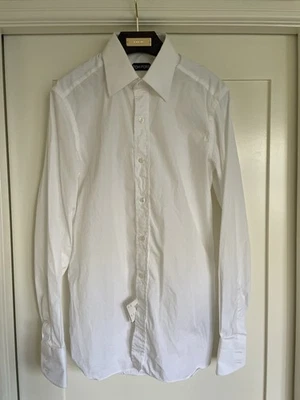 Camisa de vestir Tom Ford blanca 39/15,5 ajustada puño con botones con etiquetas Foto 1 de 4