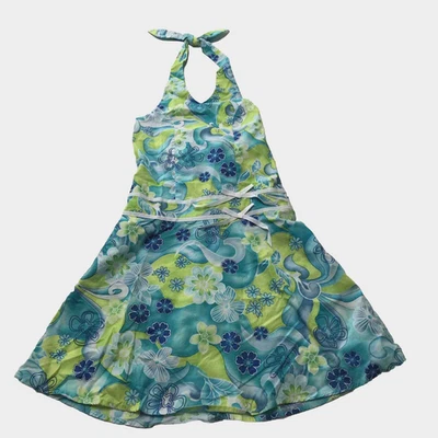Vestido Sin Hablas Niñas 16 Halter Tropical Floral Hawaiano Resort Playa Genial Foto 1 de 4