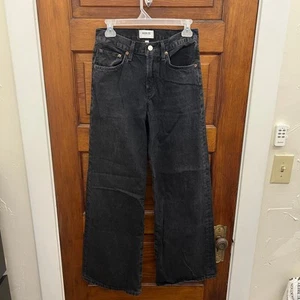 AGOLDE Clara Low Rise Baggy Flare Black Wash size 24 A9152-1157 $224 - Picture 1 of 17