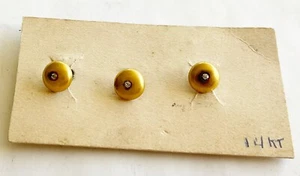 Antique 14k Small Shirt Waist Studs With Diamonds, 3 - Picture 1 of 4