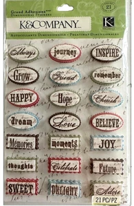 Adesivi dimensionali K&COMPANY Viaggio di Vita Parole Grandi Adesioni - 21 pz - Foto 1 di 2