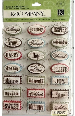 K&COMPANY Life's Journey Words Grand Adhesions Dimensional Stickers - 21 pcs - Image 1 of 2