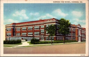Hammond High School IN Exterior Hammond Indiana 1934 linen postcard P4 - Picture 1 of 2