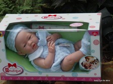 Berenguer * 18054 * La Newborn Real Boy 15 Inch Doll Blue Knit Blanket Gift Set