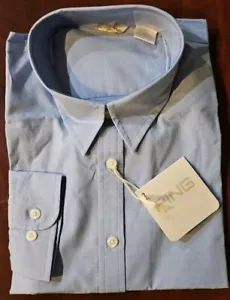 CAMICIA A MANICHE LUNGHE CON BOTTONI DA UOMO PING XL blu ultramarino nuova con etichette - Foto 1 di 6