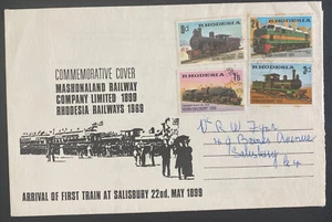 1989 Salisbury Rhodesia First Day Cover FDC Locally used Mashonaland Railway - Picture 1 of 2