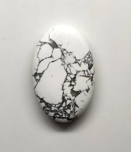 Natürlicher ovaler AAA-Howlith-Cabochon 43 x 27 mm Edelstein für Schmuckherst... - Bild 1 von 4