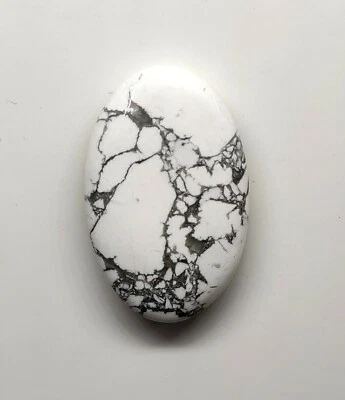 Natürlicher ovaler AAA-Howlith-Cabochon 43 x 27 mm Edelstein für Schmuckherst... - Bild 1 von 4