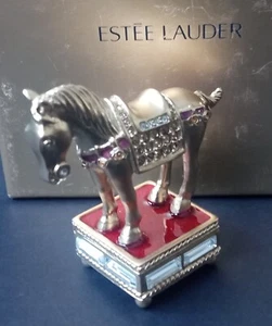 Estee Lauder Gold Tone Horse Perfume Collectible Compact 2009 - Picture 1 of 7