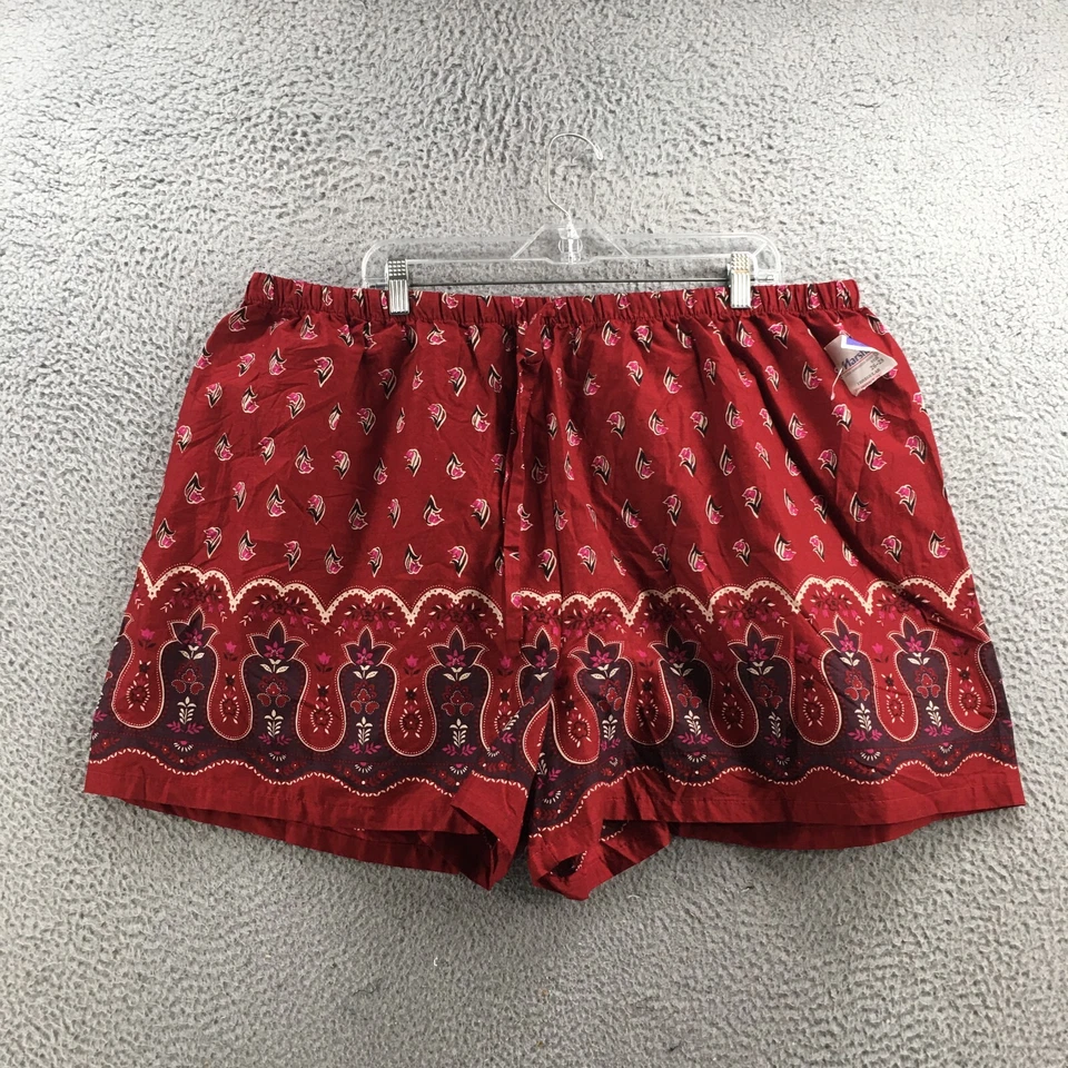Pantalón Corto Venezia Boho Mujer 26/28 (Real 42x5) Rojo Algodón Cintura Elástica Estampado Foto 1 de 4
