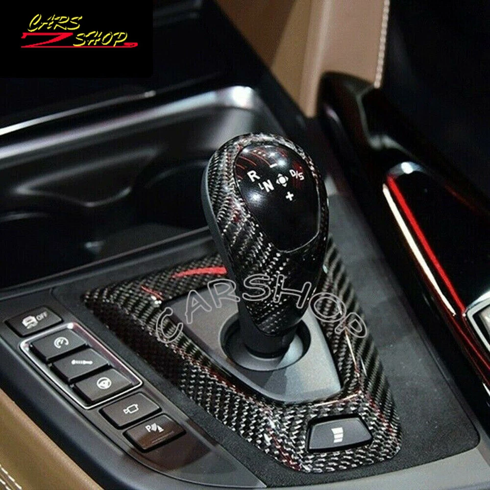 Para BMW M3 M4 F80 F82 F83 Consola de fibra de carbono real Perilla de engranaje Base Cubierta Borde Foto 1 de 4