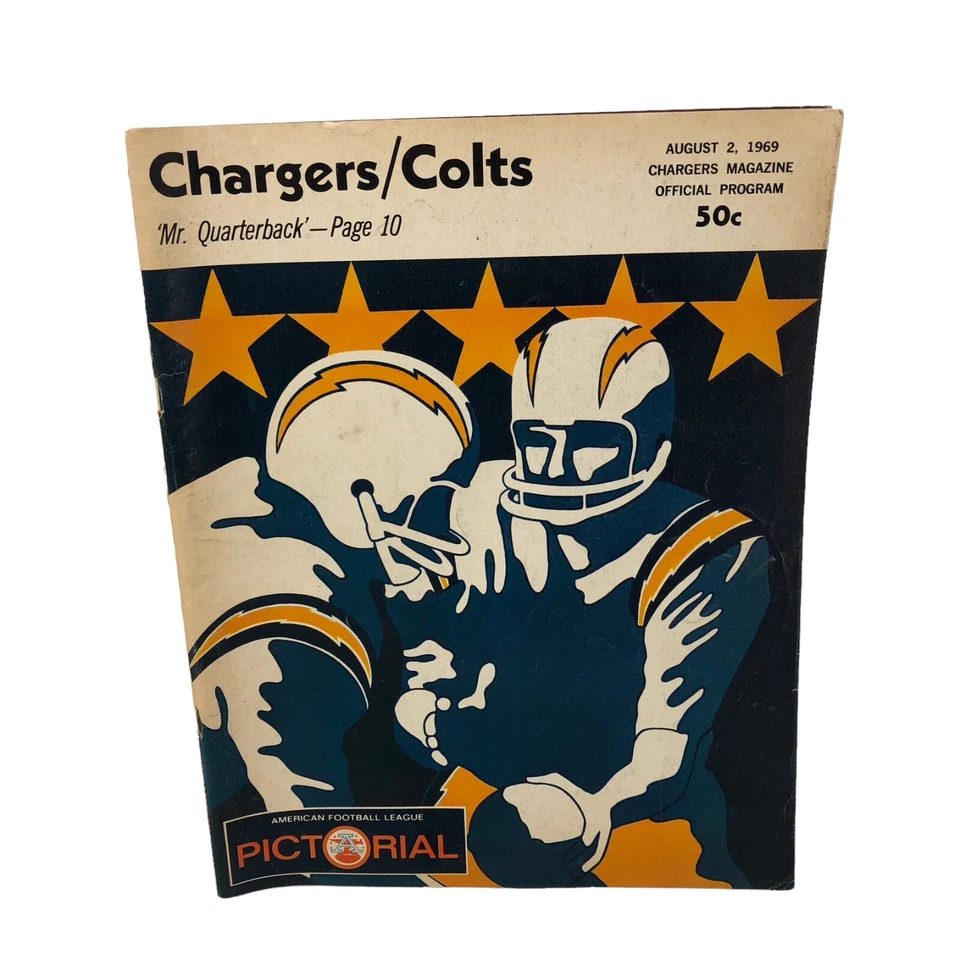 VTG  San Diego Chargers vs Baltimore Colts Program AFL August 2, 1969 Stadium - Image 1 of 4