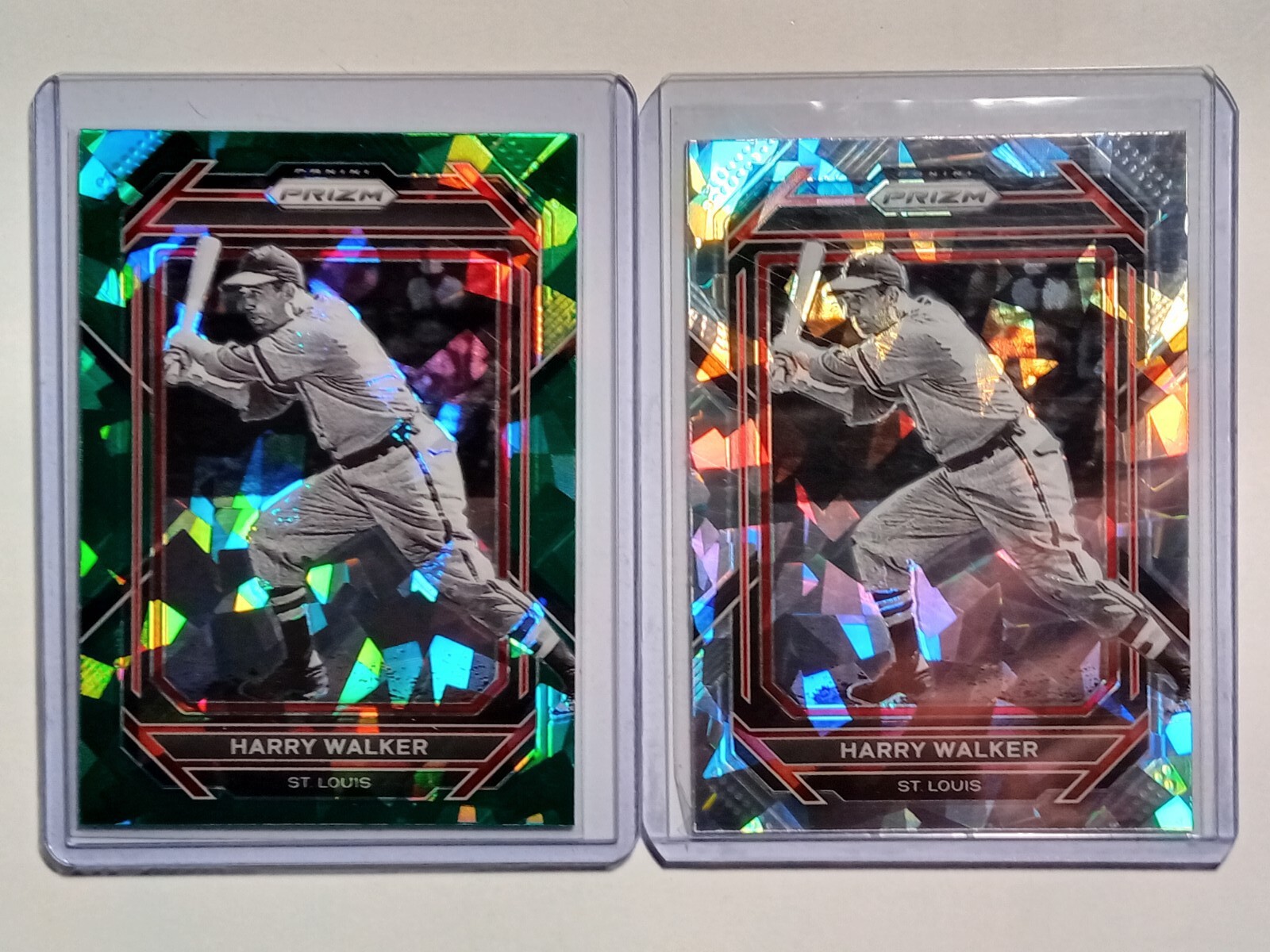 (2) Harry Walker 2023 Prizm Silver Green Ice Prizms No.188 St Louis Cardinals