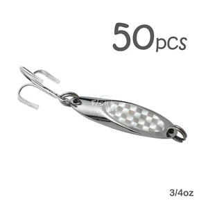 50 Stück Fische WOW! 3/4 Unzen Chrom Silber Band Angeln Kast Spoon Jig Champ Cast Bulk - Bild 1 von 4