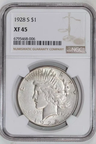 1928-S PEACE DOLLAR NGC XF45 Cover