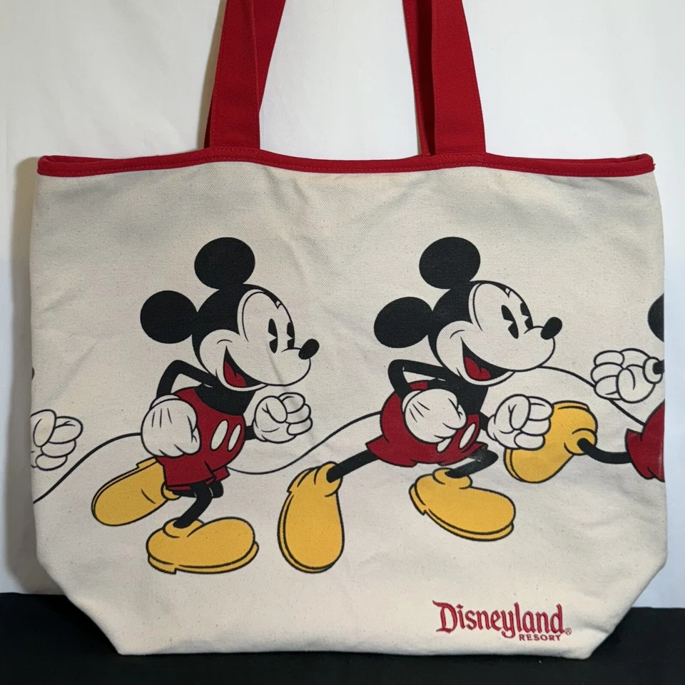 Bolso de Mano Grande de Viaje Disney Parks Mickey Mouse Disneyland Resort Lona Rojo Usado en Excelente Condición Foto 1 de 4