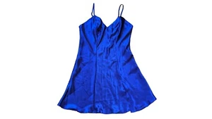 Vintage STUDIO LIQUID Satin Nightgown Small 1990s Slip Dress ROYAL PURPLE VTG - Picture 1 of 7