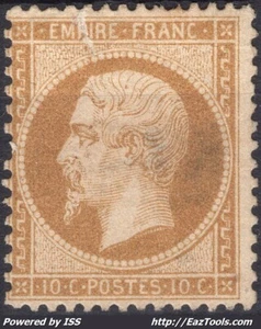 FRANCE EMPIRE 10c BISTRE N° 21 NEUF * AVEC CHARNIERE A VOIR - Picture 1 of 2