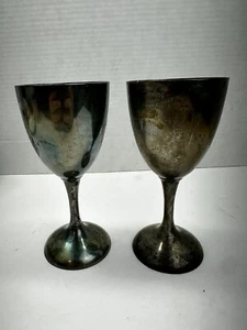 2er Set Vintage International Silver Co. Glatte Weinbecher mit Stamm 6 Zoll - Bild 1 von 5