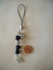 Handyschmuck Handyanhänger mit Schlaufe ?Blackpearl? *Unikat**neu*