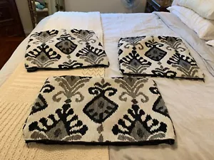 CUSTOM STANTON SET OF 3 ZIPPERED THROW PILLOW COVERS WHITE, BLACK & GRAY - Picture 1 of 5