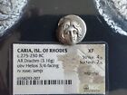 CARIA, Rhodes AR Drachm 275-250 BC. Helios / Rose  Ancient greek coin NGC XF