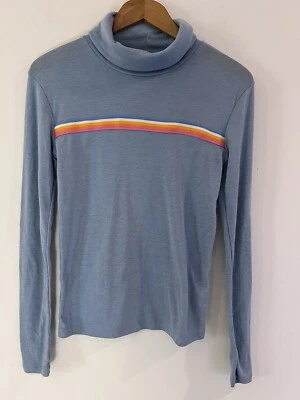 Top Free People X Camp Collection Retro Manga Larga Cuello Alto Talla S Azul Boho Foto 1 de 4