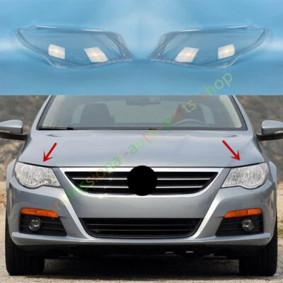 For Volkswagen CC 2009-2012 Both Side Headlight Clear Lens Cover + Glue - Image 1 of 4