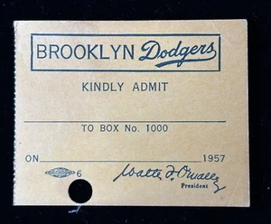 1957 Ticket Pass Ebbets Field Lst GM Brooklyn Dodgers Ebbet Field 9/24 Koufax⚾️ - Picture 1 of 4