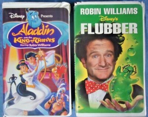 Lot 2 Vhs Disney Flubber Aladdin King of Thieves Clamshell Cases Robin Williams