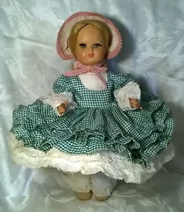 BAMBOLA VINTAGE ANNI 40 "FURGA" PLASTICA DURA DIPINTA.11"H.TUTTO ORIG.PARRUCCA MOHAIR.VG.COND - Foto 1 di 18