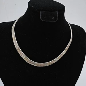 Italian Made Vintage 925 Sterling Silver Tricolor 15" Choker/Necklace Gorgeous - Picture 1 of 11