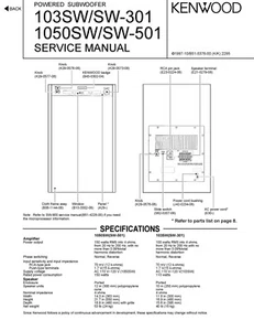 Manuale Di Servizio Per Kenwood 103 SW, 1050 SW, SW-301, SW-501 - Foto 1 di 1