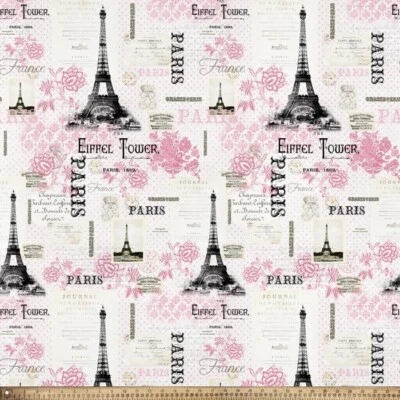 David Textiles 1 Yarda Precortado - PARÍS en Estampados ROSADOS 100% Algodón Tela Edredón Foto 1 de 2