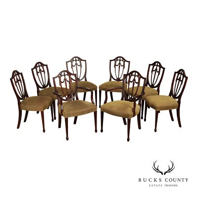 Kindel Hepplewhite Set Of 8 Mahogany Shield Back Dining Chairs - Image 1 of 4