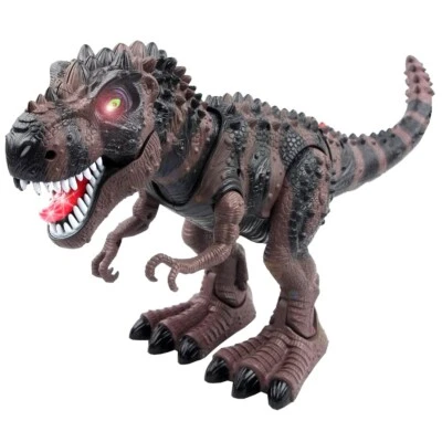 T-Rex Dinosauro Gigante 45cm Marrone Luci Suoni Movimenti Figurina Giocattolo - Immagine 1 di 4