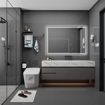 Espejo de baño LED de 42"" x 30"" montado en la pared control por gestos iluminado sin marco Foto 1 de 4